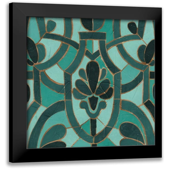 Vess, June Erica 15x15 Black Modern Framed Museum Art Print Titled - Turquoise Mosaic III
