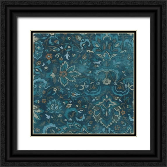 Vess, June Erica 15x15 Black Ornate Wood Framed with Double Matting Museum Art Print Titled - Aged Indigo IV