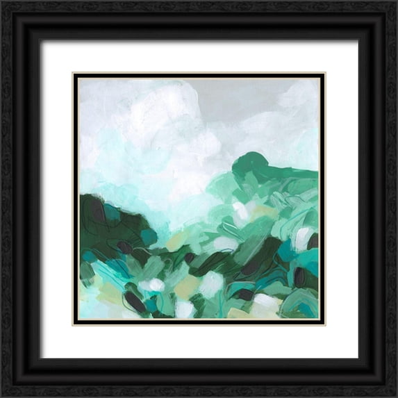 Vess, June Erica 15x15 Black Ornate Wood Framed with Double Matting Museum Art Print Titled - Aqua Valley II