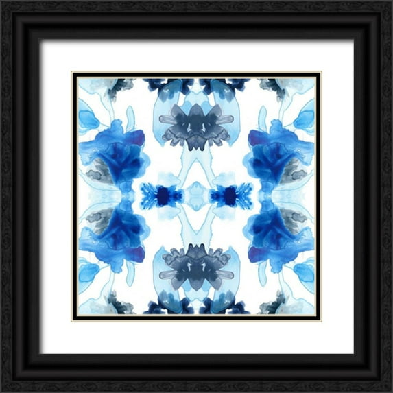 Vess, June Erica 15x15 Black Ornate Wood Framed with Double Matting Museum Art Print Titled - Blue Kaleidoscope II