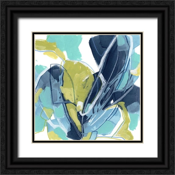 Vess, June Erica 15x15 Black Ornate Wood Framed with Double Matting Museum Art Print Titled - Blue Tangent II