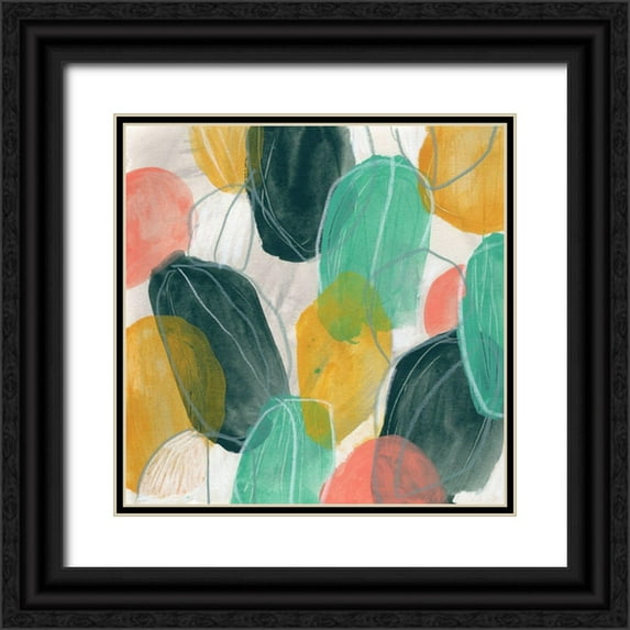 Vess, June Erica 15x15 Black Ornate Wood Framed with Double Matting Museum Art Print Titled - Candy Lanterns II