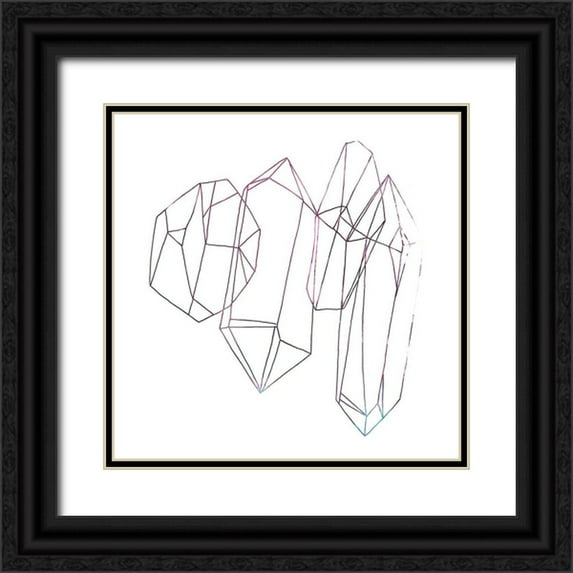 Vess, June Erica 15x15 Black Ornate Wood Framed with Double Matting Museum Art Print Titled - Contour Crystals IV