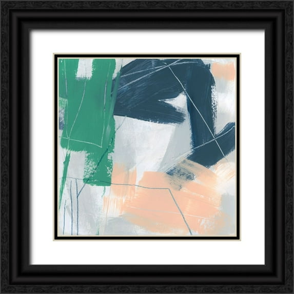 Vess, June Erica 15x15 Black Ornate Wood Framed with Double Matting Museum Art Print Titled - Diagonal Flight Plan II