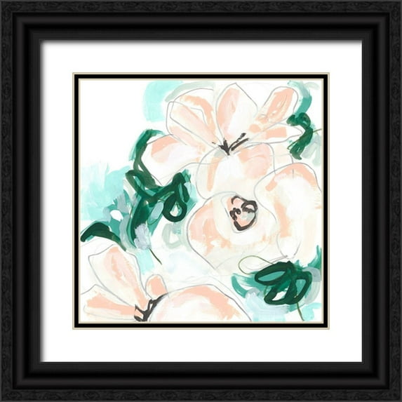 Vess, June Erica 15x15 Black Ornate Wood Framed with Double Matting Museum Art Print Titled - Floral Rhythm II