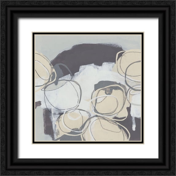 Vess, June Erica 15x15 Black Ornate Wood Framed with Double Matting Museum Art Print Titled - Granite Rose II