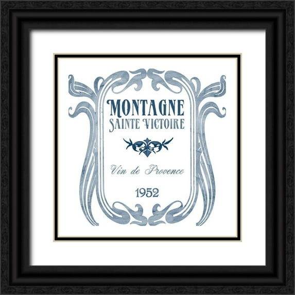 Vess, June Erica 15x15 Black Ornate Wood Framed with Double Matting Museum Art Print Titled - Indigo Wine Labels V