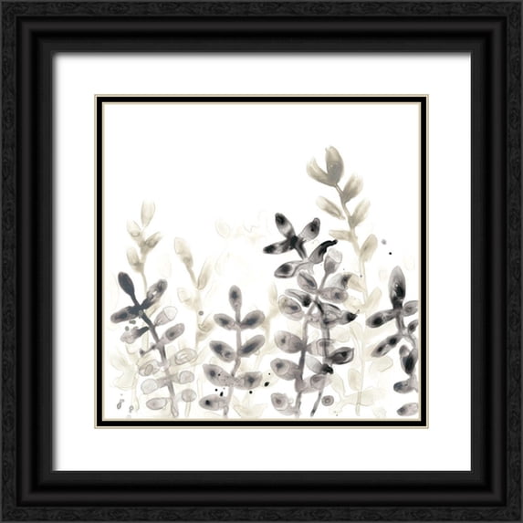Vess, June Erica 15x15 Black Ornate Wood Framed with Double Matting Museum Art Print Titled - Liquid Stems II