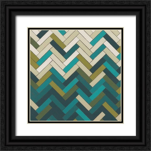 Vess, June Erica 15x15 Black Ornate Wood Framed with Double Matting Museum Art Print Titled - Parquet Prism II