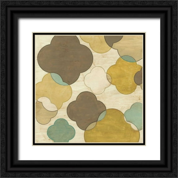 Vess, June Erica 15x15 Black Ornate Wood Framed with Double Matting Museum Art Print Titled - Quatrefoil Overlay II