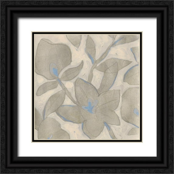 Vess, June Erica 15x15 Black Ornate Wood Framed with Double Matting Museum Art Print Titled - Silvertone Garden III