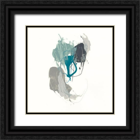 Vess, June Erica 15x15 Black Ornate Wood Framed with Double Matting Museum Art Print Titled - Teal Gesture III