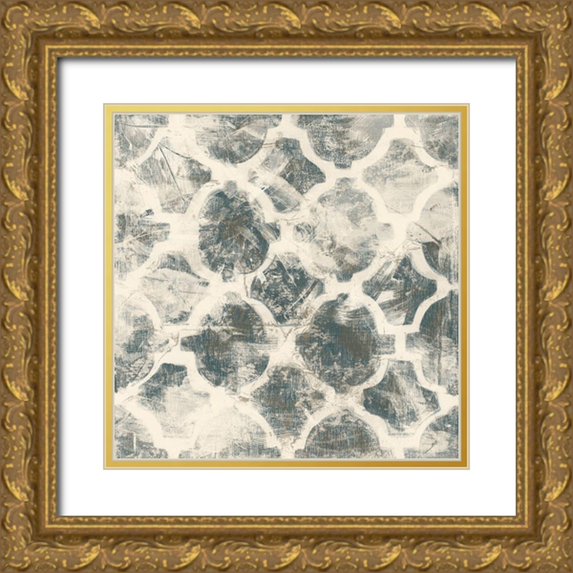 Vess, June Erica 15x15 Gold Ornate Wood Framed with Double Matting Museum Art Print Titled - Ancient Textile Motif V