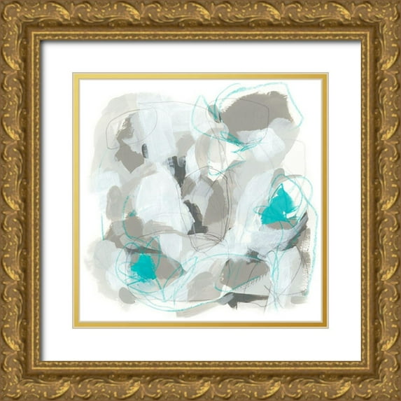 Vess, June Erica 15x15 Gold Ornate Wood Framed with Double Matting Museum Art Print Titled - Blue Scramble IV