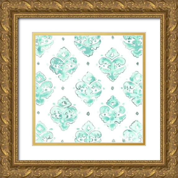 Vess, June Erica 15x15 Gold Ornate Wood Framed with Double Matting Museum Art Print Titled - Bohemian Textile II