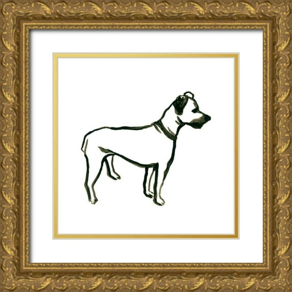 Vess, June Erica 15x15 Gold Ornate Wood Framed with Double Matting Museum Art Print Titled - Canine Cameo IX