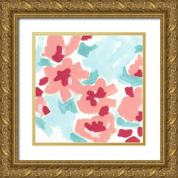 Vess, June Erica 15x15 Gold Ornate Wood Framed with Double Matting Museum Art Print Titled - Cherry Blossom Pop I