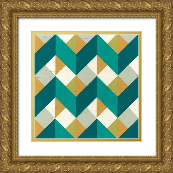 Vess, June Erica 15x15 Gold Ornate Wood Framed with Double Matting Museum Art Print Titled - Chevron Illusion III