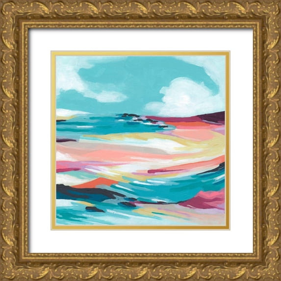 Vess, June Erica 15x15 Gold Ornate Wood Framed with Double Matting Museum Art Print Titled - Chromatic Coast II