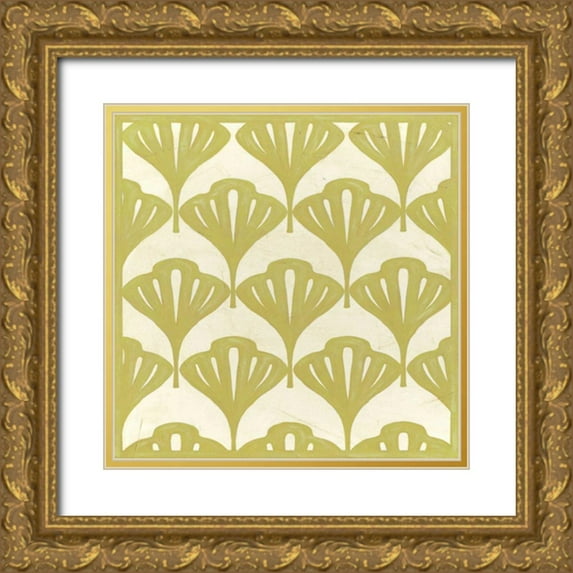 Vess, June Erica 15x15 Gold Ornate Wood Framed with Double Matting Museum Art Print Titled - Cottage Leaves I