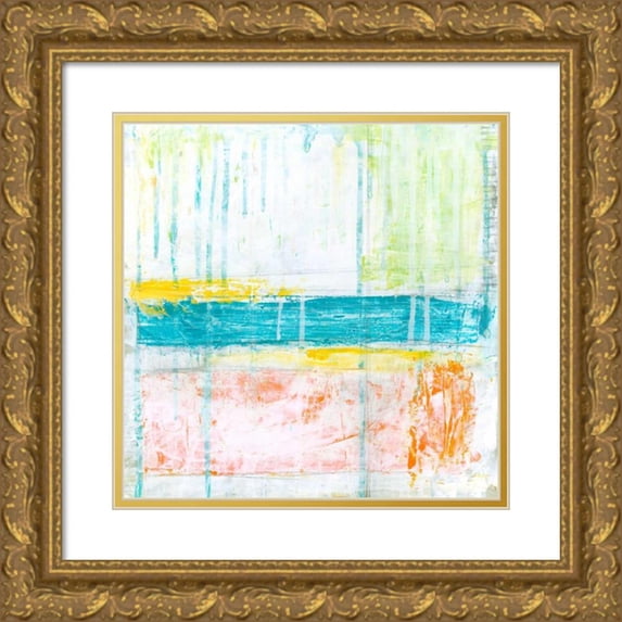 Vess, June Erica 15x15 Gold Ornate Wood Framed with Double Matting Museum Art Print Titled - Distant Colors I