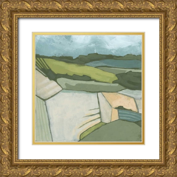 Vess, June Erica 15x15 Gold Ornate Wood Framed with Double Matting Museum Art Print Titled - Field and Valley II