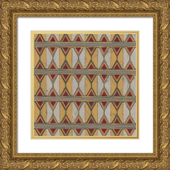 Vess, June Erica 15x15 Gold Ornate Wood Framed with Double Matting Museum Art Print Titled - Ochre Tapestry V