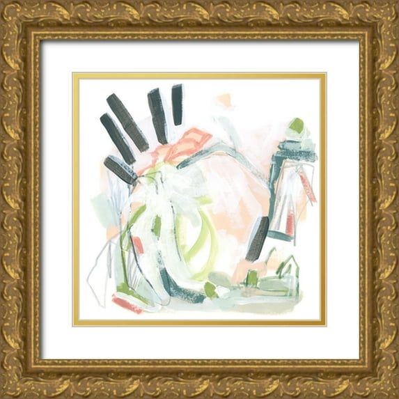 Vess, June Erica 15x15 Gold Ornate Wood Framed with Double Matting Museum Art Print Titled - String Map IV