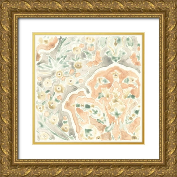 Vess, June Erica 15x15 Gold Ornate Wood Framed with Double Matting Museum Art Print Titled - Terracotta Garden Tile VII