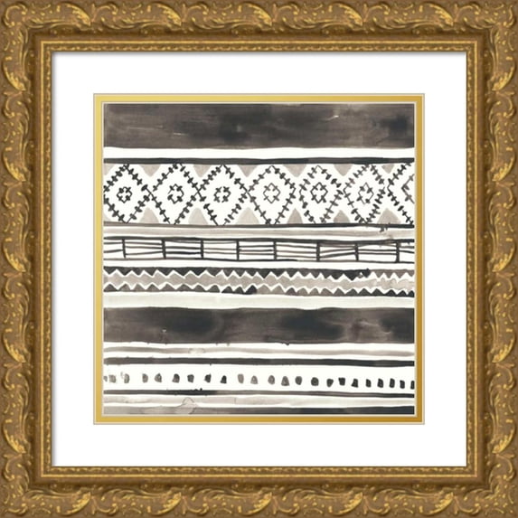 Vess, June Erica 15x15 Gold Ornate Wood Framed with Double Matting Museum Art Print Titled - Tribal Echo IV
