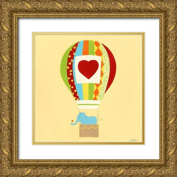 Vess, June Erica 15x15 Gold Ornate Wood Framed with Double Matting Museum Art Print Titled - Up, Up and Away III