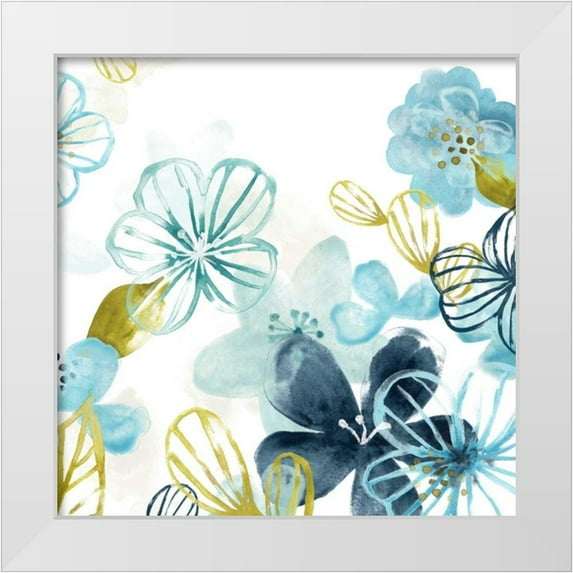 Vess, June Erica 15x15 White Modern Wood Framed Museum Art Print Titled - Aqua Flora II