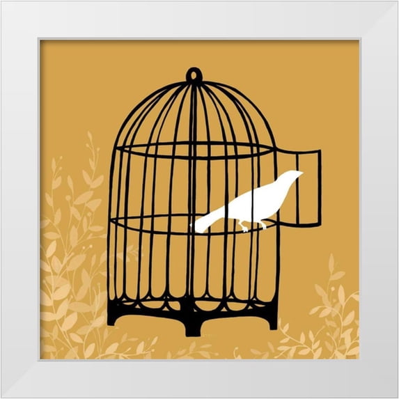Vess, June Erica 15x15 White Modern Wood Framed Museum Art Print Titled - Birdcage Silhouette II