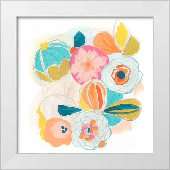 Vess, June Erica 15x15 White Modern Wood Framed Museum Art Print Titled - Floral Vibe I