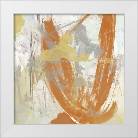Vess, June Erica 15x15 White Modern Wood Framed Museum Art Print Titled - Tangerine and Grey III