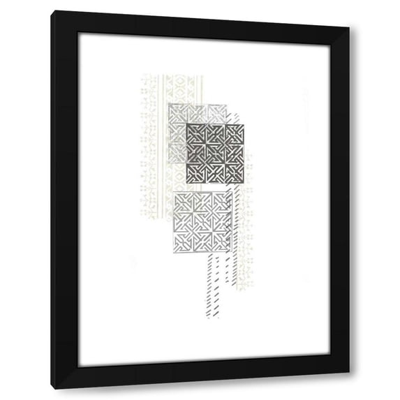 June Erica Vess 15x18 Black Modern Wood Framed Wall Art Titled - Block Print Composition IV