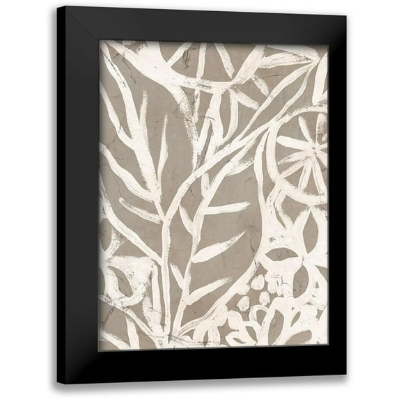 Vess, June Erica 15x18 Black Modern Framed Museum Art Print Titled - Mudcloth Foliage I