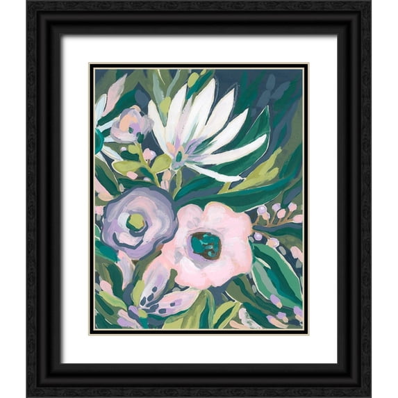 Vess, June Erica 15x18 Black Ornate Wood Framed with Double Matting Museum Art Print Titled - Purple Jungle Garden II