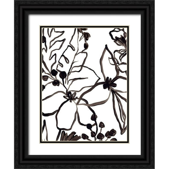 Vess, June Erica 15x18 Black Ornate Wood Framed with Double Matting Museum Art Print Titled - Tropical Outlines IV