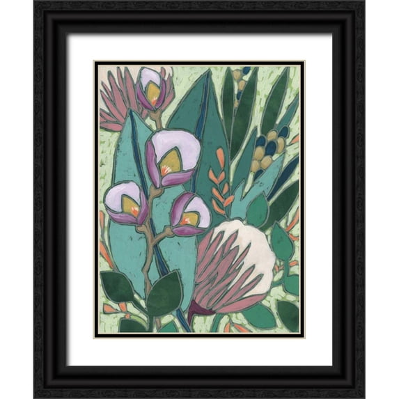Vess, June Erica 15x18 Black Ornate Wood Framed with Double Matting Museum Art Print Titled - Tropical Reverie I