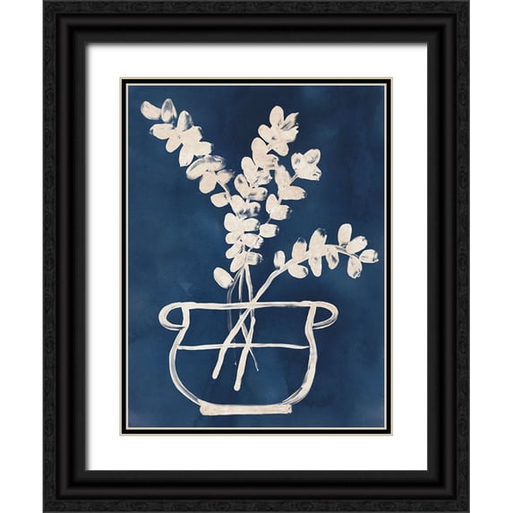 Vess, June Erica 15x18 Black Ornate Wood Framed with Double Matting Museum Art Print Titled - Vessel on Indigo II