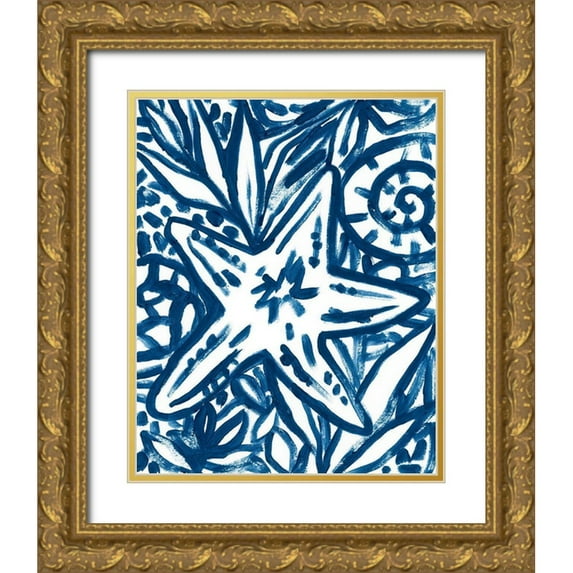 Vess, June Erica 15x18 Gold Ornate Wood Framed with Double Matting Museum Art Print Titled - Brushy Beach Batik III