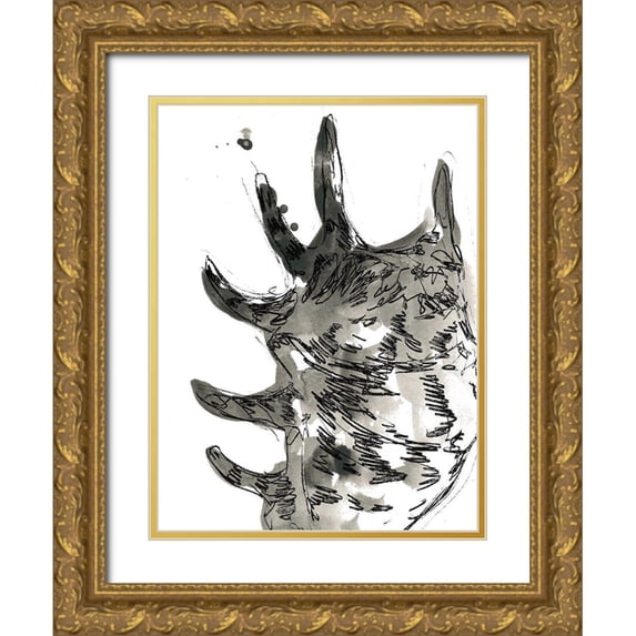 Vess, June Erica 15x18 Gold Ornate Wood Framed with Double Matting Museum Art Print Titled - Ink Coast IV