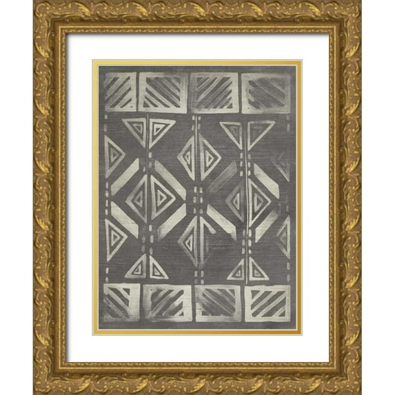 Vess, June Erica 15x18 Gold Ornate Wood Framed with Double Matting Museum Art Print Titled - Mudcloth Patterns III