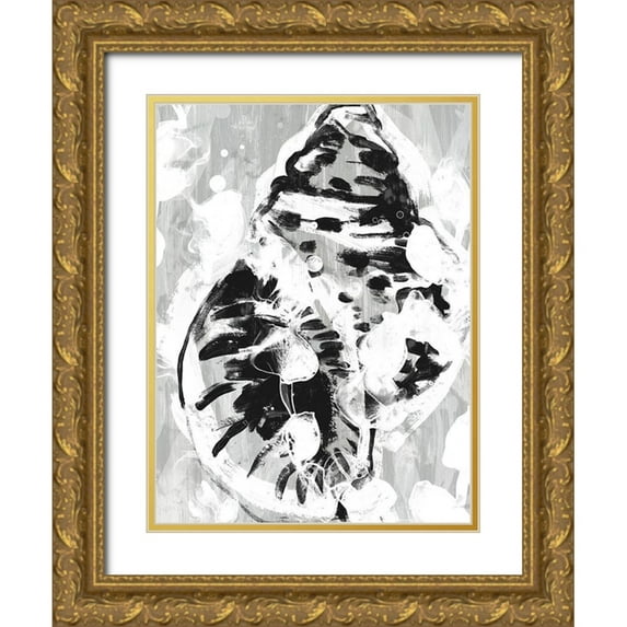 Vess, June Erica 15x18 Gold Ornate Wood Framed with Double Matting Museum Art Print Titled - Ocean Inkblot IV