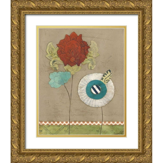 Vess, June Erica 15x18 Gold Ornate Wood Framed with Double Matting Museum Art Print Titled - Petal Patterns V