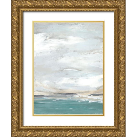 Vess, June Erica 15x18 Gold Ornate Wood Framed with Double Matting Museum Art Print Titled - Seafoam Vista II