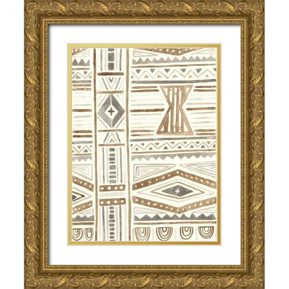 Vess, June Erica 15x18 Gold Ornate Wood Framed with Double Matting Museum Art Print Titled - Tribal Impressions III