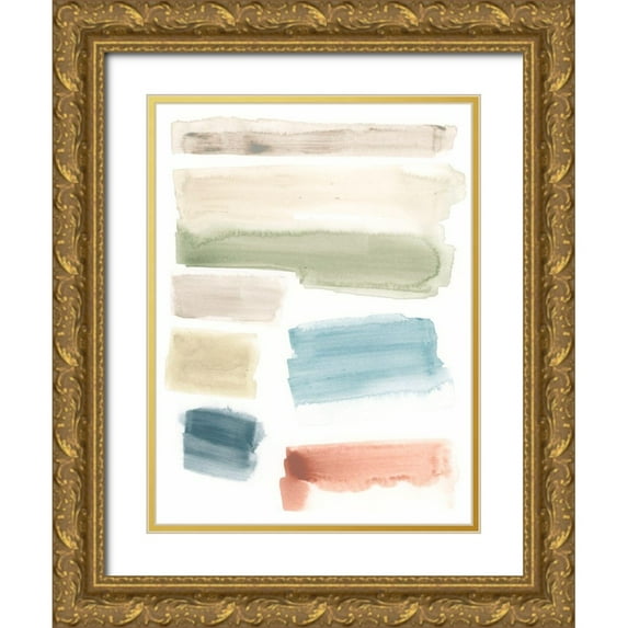 Vess, June Erica 15x18 Gold Ornate Wood Framed with Double Matting Museum Art Print Titled - Watercolor Swatches I