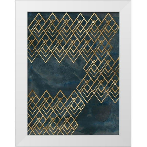 Vess, June Erica 15x18 White Modern Wood Framed Museum Art Print Titled - Deco Pattern in Blue IV
